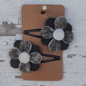 Flower Hairclips. Handmade Cowhide & Leather
